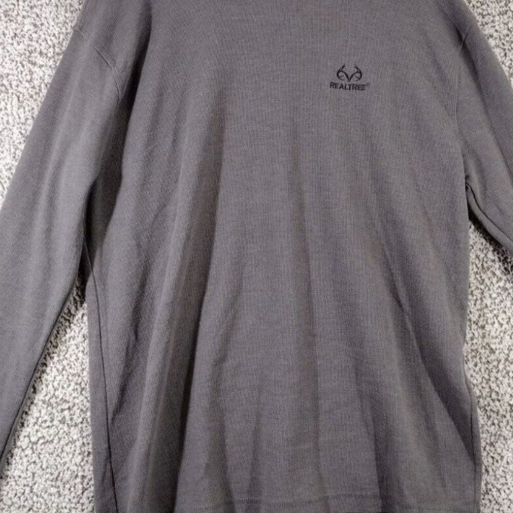 Real Tree Shirt Men's XXL Waffle Knit Base Layer Gray Long Sleeve Logo Nice